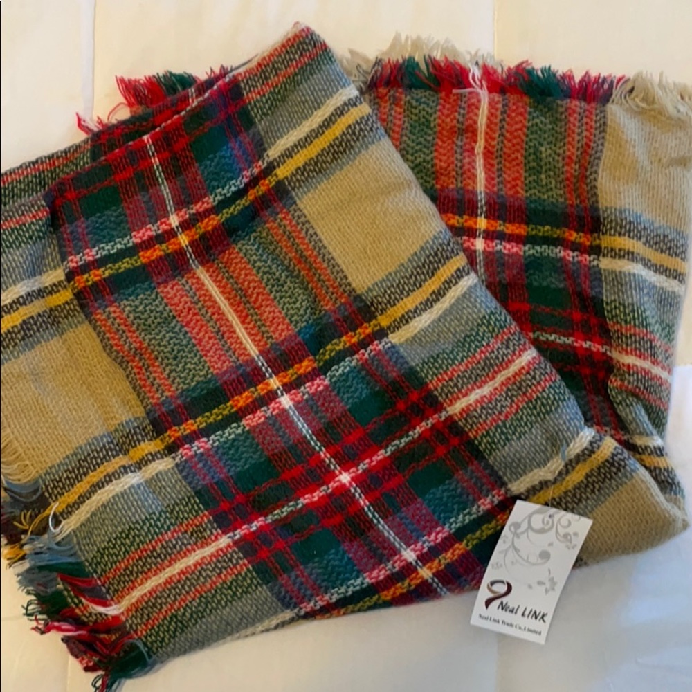 Plaid blanket scarf
